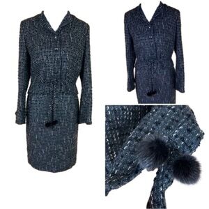 ESCADA Tweed and Mink Skirt Suit